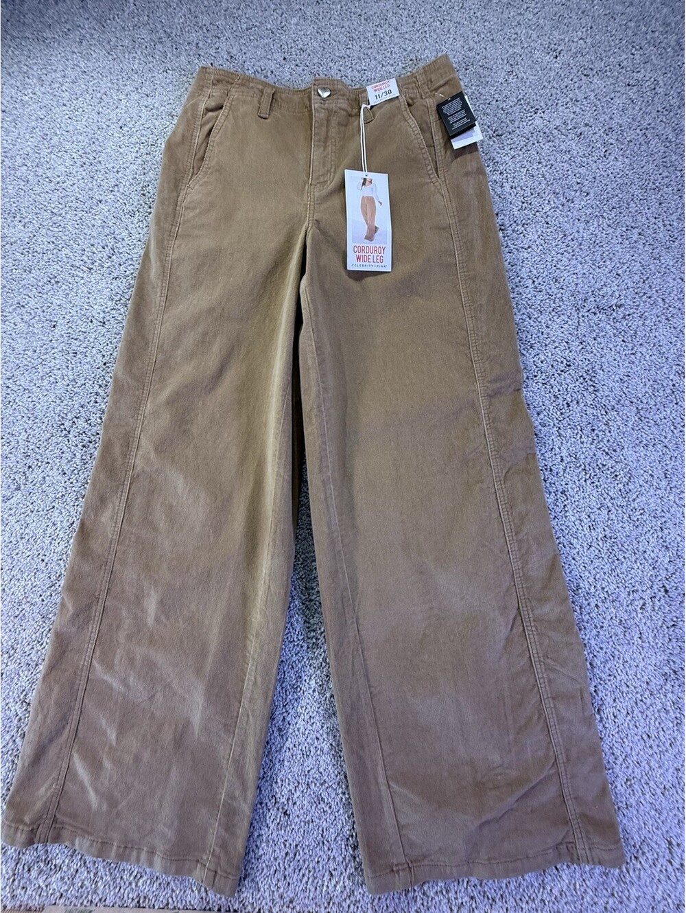 Celebrity Pink Women’s High Rise Corduroy Wide Leg Pant Size 11/30 (Light Brown)